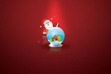 Santa Claus and Gifts in Red Background Image