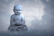 Gautama Buddha Statue Under Clouds 5k Wallpaper